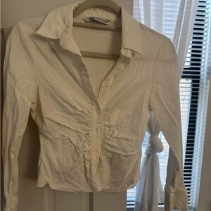 Zara Cream Button-Down Shirt